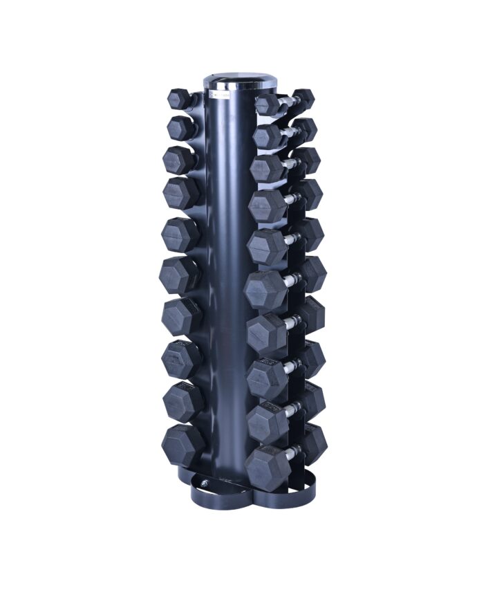 1-10kg Rubber Hexagonal Dumbbell Set w/ Rack